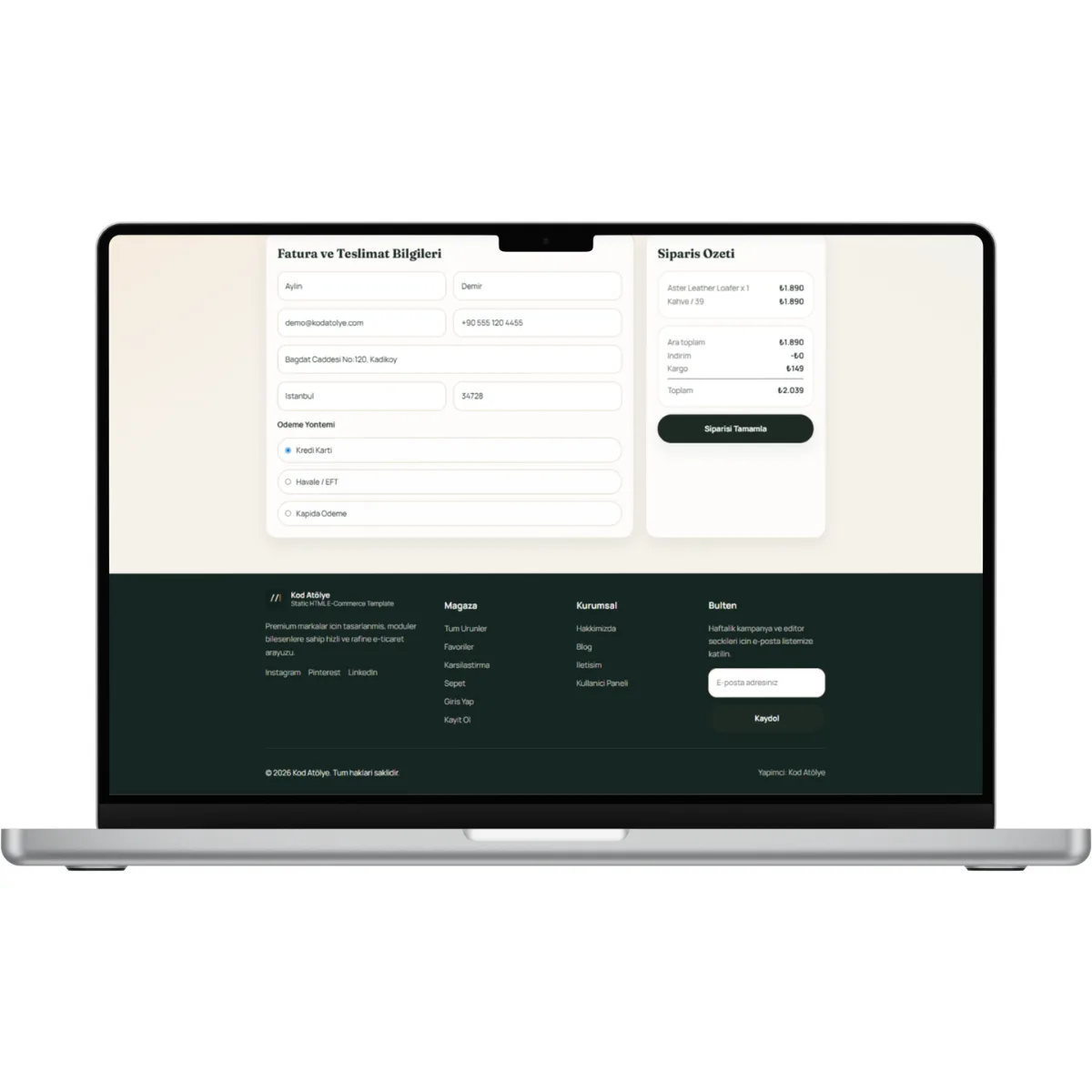 Modern HTML E-Ticaret Teması
