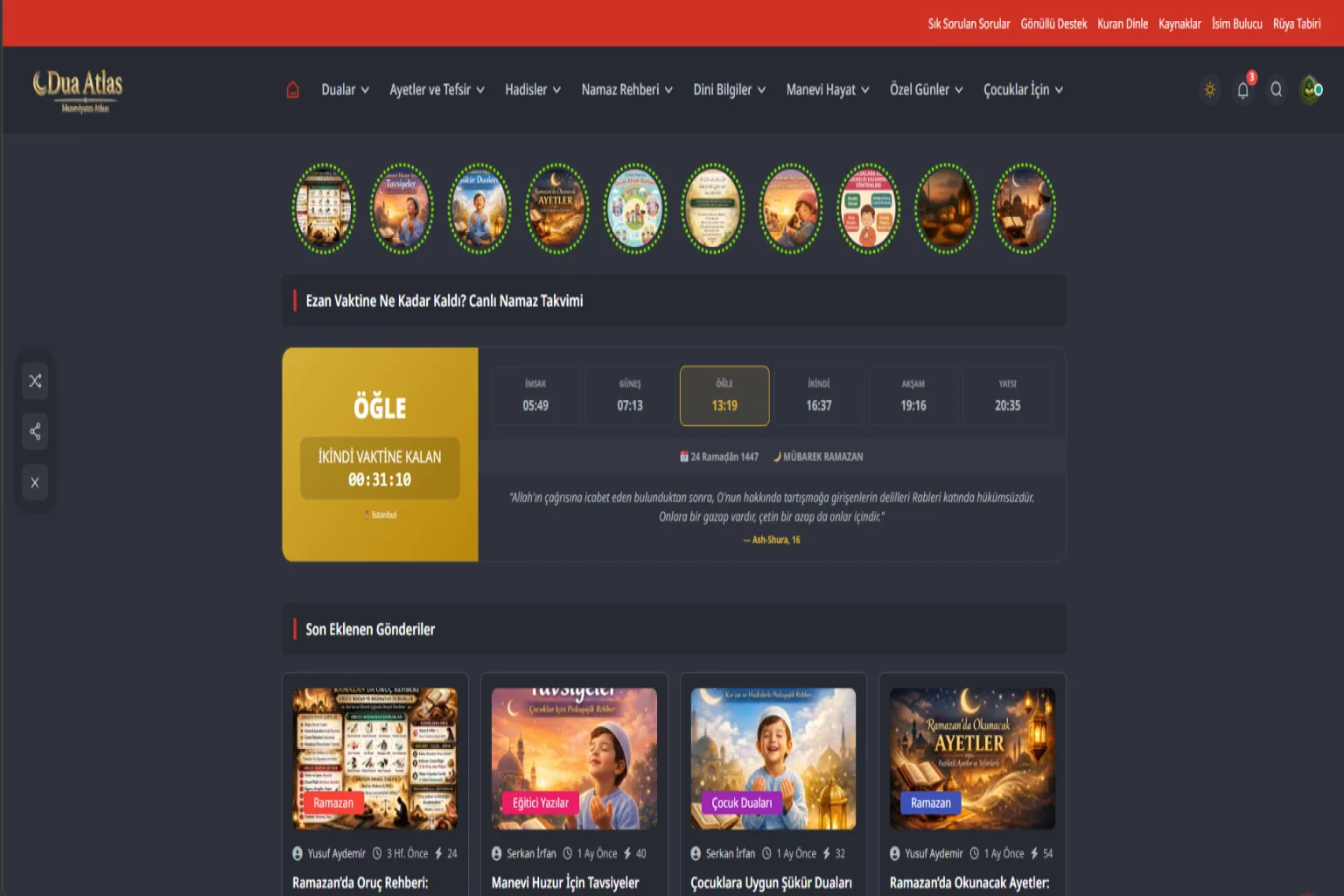 Dua Atlas – Özel WordPress Tema ile Geliştirilen Dua ve Ayet Platformu